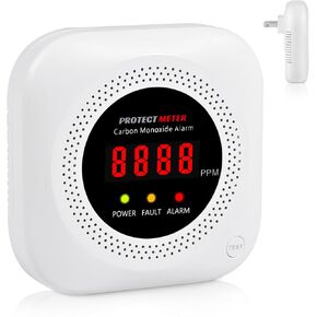 Carbon Monoxide Detectors, 2 Pack Protectmeter Portable Carbon Monoxide detectors Plug in Wall for Travel, CO Alarm/Monitor for Home/Hotel Room/RV with AC Socket with Digital LCD