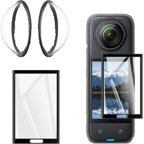 X4 Premium Lens Guards Screen Protector for Insta360 X4 Action Camera Accessories Scratch-Resistant Anti-Halation Optical Coating, Highly Transparent Tempered Glass Lens Knob Mount