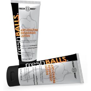 Fresh Body FB - Fresh Balls Lotion, 3.4 fl oz (2 Pack) | Anti-Chafing Men's Soothing Cream to Powder Balls Deodorant and Hygiene for Groin Area