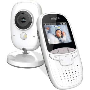 SereneLife USA Video Baby Monitor - Upgraded 850’ Wireless Long Range Camera, Night Vision, Temperature Monitoring and Portable 2" Color Screen with Clip - SLBCAM10.5, Green