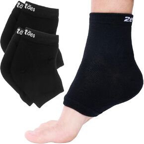 ZenToes Moisturizing Heel Socks 2 Pairs Gel Lined Toeless Spa Socks to Heal and Treat Dry, Cracked Heels While You Sleep (Regular, Black)