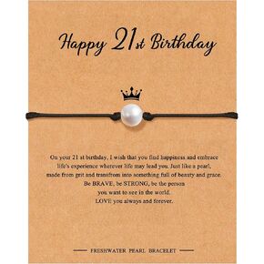 Birthday Gifts for Girls 9, 10, 13 Year Old Girl Gifts Sweet16, 18, 21st Birthday Gifts for Her Pearl Bracelet Birthday Gift for Daughter Friends Sister Teen Girls with Wish Card