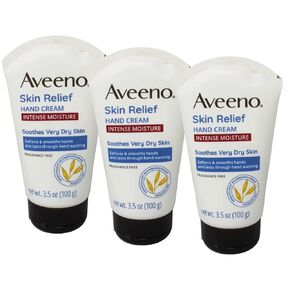 Aveeno Skin Relief Intense Moisture Hand Cream with Soothing Prebiotic Oat for Dry Skin, Sensitive Skin Cream Softens & Smooths Hands & Lasts Through Hand Washing, Fragrance-Free, 3.5 oz