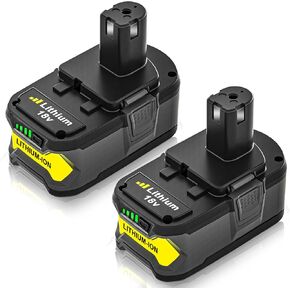 Upgraded 6.0Ah P108 Replacement Battery Compatible with Ryobi 18V Battery Lithium P108 P102 P103 P104 P105 P107 P109 P122 for 18 Volt Cordless Power Tools 2 Pack (Green)
