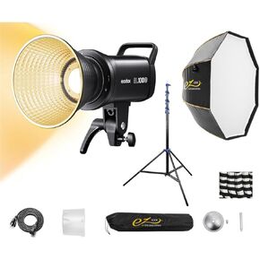 GODOX SL100Bi Bi-Color LED Video Light Kit with Glow 36" Octa EZ Lock Softbox and Light Stand