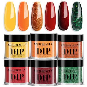 AZUREBEAUTY Pink Dip Powder Nail Set, 6 Colors Light/Hot Pink Cherry Blossom Matte&Glossy Shades Dipping Powder Starter Kit, French Nail Art Manicure DIY Salon, No Need Nail Lamp Cured