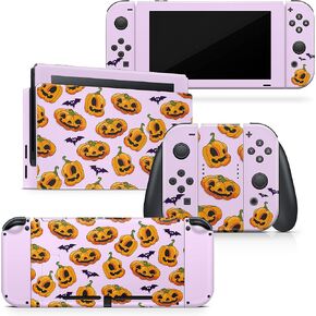 Tacky Design Halloween Skin Compatible with Nintendo Switch Skin Wrap Cover, Pumpkin Spooky Skin for Nintendo Switch Stickers, Premium Vinyl 3M Full Wrap Decal, Compatible with Joy-Con, Console, Dock