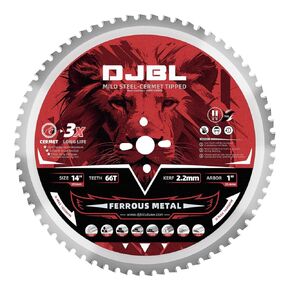 DJBL 14 Inch Steel Cutting Saw Blade,66 Tooth Ferrous Metal Cermet Saw Blade, Arbor 2.2MM, 14" Metal Cutting Saw Blade,Dry Cut Saw Blade,Cold Cut Saw Blade