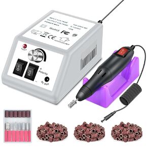 Professional Electric Nail Drill Machine Nails File Manicure Set Low Noise Vibration with 156pcs Sanding Bands for Acrylic Nail Drill Gel Art Remover Pedicure Tool Glazing Polisher Polishing Grinder