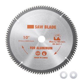 Circular Saw Blade - [10-inch x 100 Teeth x 1-inch Arbor] Circular Cutting Blade with 1" to 1/2" Washer Adapter for Woodworking Plastic Use, 0.12-inch Kerf