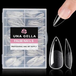 UNA GELLA Short Almond Round Fake Nails 216pcs Short Almond Press on Nails Pre-shape Short Almond Oval Gel Nail Tips for Full Cover Acrylic Short Round Nails False Nails For Nail Extension Home DIY Nail Salon 12 Sizes False Gelly Tips