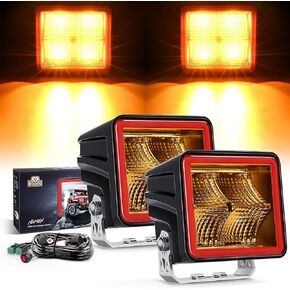 Nilight 4 Inch Square LED Pod Lights with DRL 60W 6487LM 10°Super Spot Light 16AWG Wiring Harness Kit for Auxiliary Offroad LED Driving Work Lights for Truck UTV ATV SUV 4x4 Jeep, 5 Years Warranty