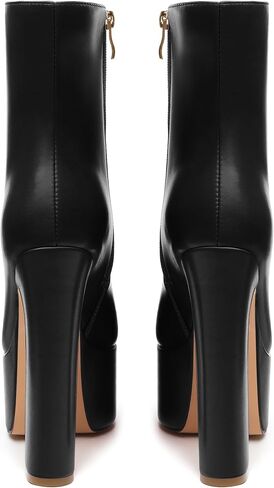SHOWFOREST Platform Ankle Boots for Women Block High Heel Round Toe 5.9 Inch Short Booties Side Zipper Fashion Wedding Evening Party Fall Shoes in Saudi Arabia