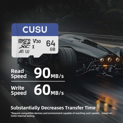 CUSU M30 128GB Micro SDXC Memory Card, Read Speed up to 95 MB/s, A1, UHS-I, Class 10, U3, V30 in Saudi Arabia