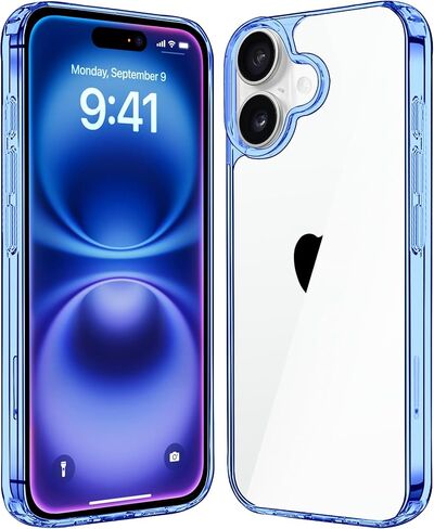 JJGoo Compatiable with iPhone 16 Plus Case Clear, Transparent Shockproof Phone Case, Slim Anti-Scratch Hard PC Back Protective Cover Bumper Phone Case for iPhone 16 Plus 6.7-Inch, Clear in Kuwait