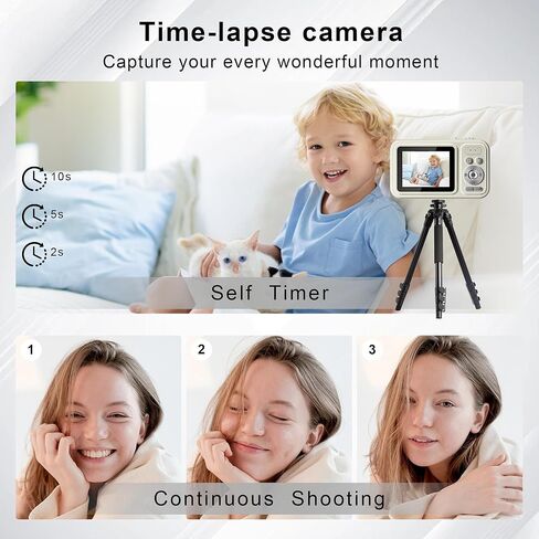 كاميرا رقمية، كاميرا أطفال بدقة 48 ميجابكسل ذات تركيز تلقائي، كاميرات رقمية FHD 1080P Point and Shoot مع بطاقة 32 جيجابايت، تكبير 16X مضاد للاهتزاز، كاميرا مدمجة مع بطاريات 1500 مللي أمبير للأولاد والبنات والمراهقين in Kuwait