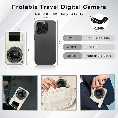 كاميرا رقمية، كاميرا أطفال بدقة 48 ميجابكسل ذات تركيز تلقائي، كاميرات رقمية FHD 1080P Point and Shoot مع بطاقة 32 جيجابايت، تكبير 16X مضاد للاهتزاز، كاميرا مدمجة مع بطاريات 1500 مللي أمبير للأولاد والبنات والمراهقين in Kuwait