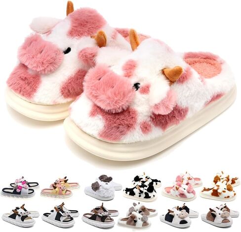 Cow Slippers For Women's and Men's Cloud Slippers Comfortable House Slippers Cute Cow Animal Slippers Indoor and Outdoor in Saudi Arabia