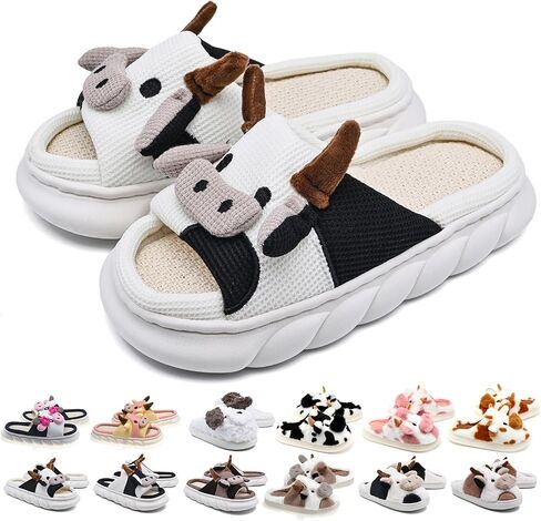 Cow Slippers For Women's and Men's Cloud Slippers Comfortable House Slippers Cute Cow Animal Slippers Indoor and Outdoor in Saudi Arabia