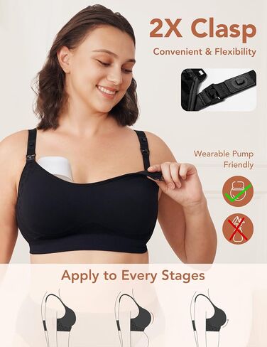 HOFISH Nursing Bra for Breastfeeding, Support Wearable Pump Bra with Fixed Cups, Adjustable Maternity Bra for Pregnancy in Saudi Arabia