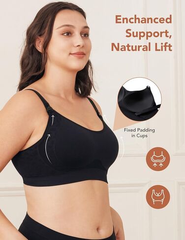 HOFISH Nursing Bra for Breastfeeding, Support Wearable Pump Bra with Fixed Cups, Adjustable Maternity Bra for Pregnancy in Saudi Arabia