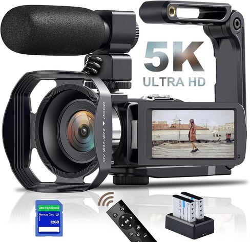 Camcorder with IR Night Vision, Perfect for Vlogging, 18X Zoom, WiFi Functionality, and a User-Friendly 3.0'' Touch Screen. Includes a 32GB SD Card, Microphone（White） in Saudi Arabia