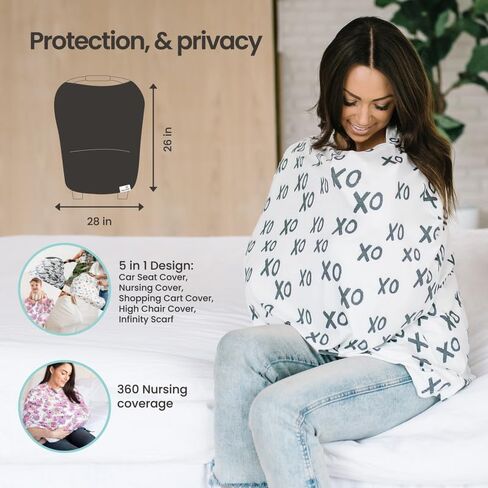Copper Pearl Multi-Use Cover: Car Seat Covers, Nursing Cover, and Stroller Cover for Sun - Stretchy Fabric, All-Season Use, Stylish Designs, Easy Access for Moms - Roxy in Saudi Arabia