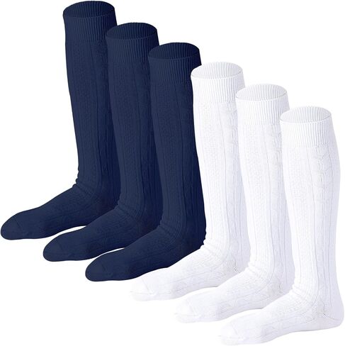 Knee High Socks for Girls Seamless Knee Socks Cable Knit Uniform Socks Cotton Long Socks Kids Dress Socks 3 Pack in Saudi Arabia