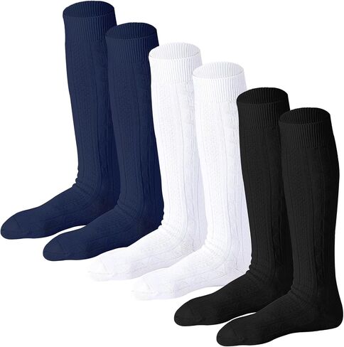 Knee High Socks for Girls Seamless Knee Socks Cable Knit Uniform Socks Cotton Long Socks Kids Dress Socks 3 Pack in Saudi Arabia