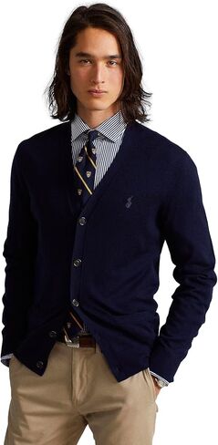 POLO RALPH LAUREN Men's Merino Wool Cardigan Sweater (Brown,L) in Saudi Arabia
