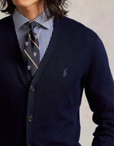 POLO RALPH LAUREN Men's Merino Wool Cardigan Sweater (Brown,L) in Saudi Arabia