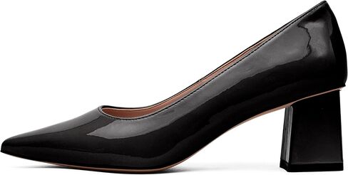Linea Paolo - BILSON - Womens Leather or Patent Mid-Height Square Heel Pointed Toe Fashion Pump in Saudi Arabia