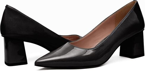 Linea Paolo - BILSON - Womens Leather or Patent Mid-Height Square Heel Pointed Toe Fashion Pump in Saudi Arabia