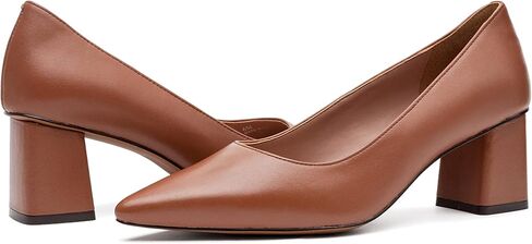 Linea Paolo - BILSON - Womens Leather or Patent Mid-Height Square Heel Pointed Toe Fashion Pump in Saudi Arabia
