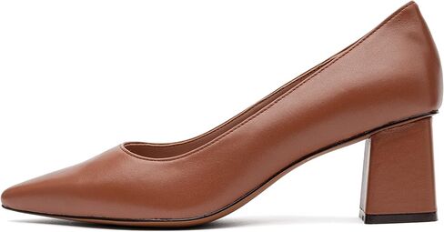 Linea Paolo - BILSON - Womens Leather or Patent Mid-Height Square Heel Pointed Toe Fashion Pump in Saudi Arabia