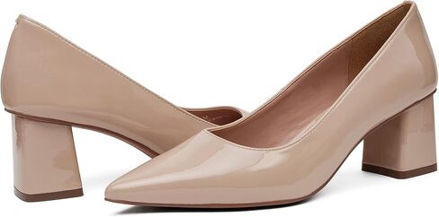 Linea Paolo - BILSON - Womens Leather or Patent Mid-Height Square Heel Pointed Toe Fashion Pump in Kuwait
