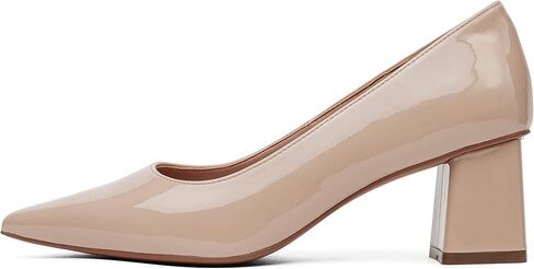 Linea Paolo - BILSON - Womens Leather or Patent Mid-Height Square Heel Pointed Toe Fashion Pump in Kuwait