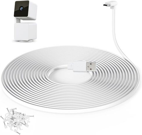 كابل تمديد بطول 60 قدم لكاميرا WYZE Cam Pan V3 الخارجية، سلك طاقة مسطح على شكل حرف L، أسود in Kuwait