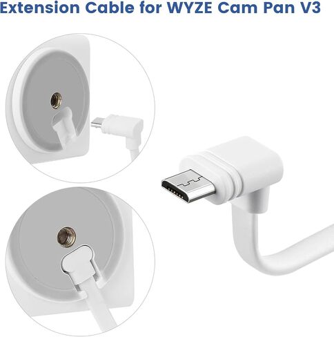 كابل تمديد بطول 60 قدم لكاميرا WYZE Cam Pan V3 الخارجية، سلك طاقة مسطح على شكل حرف L، أسود in Kuwait