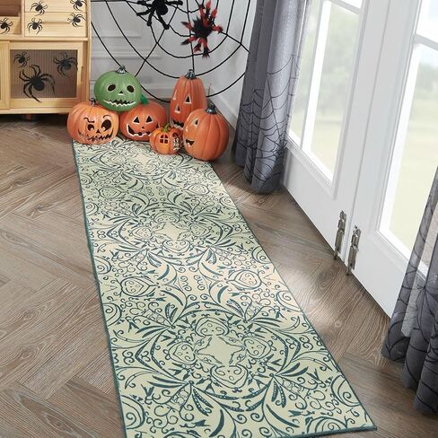 jinchan المطبخ عداء البساط 2x6 الشرقية المدخل عداء البساط قابل للغسل خمر عداء الأزهار غير زلة لينة الرجعية المتعثرة رقيقة البلد بوهو البساط لغرفة النوم الحمام غرفة الغسيل غرفة المعيشة رمادي داكن in Kuwait