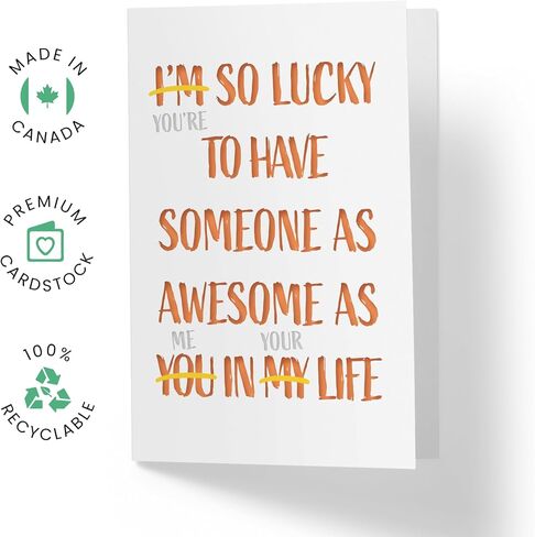 Karto - Funny Birthday Card for Men Women, Large 5.5 x 8.5 Happy Birthday Card for Husband Wife, Birthday Card for Boyfriend Girlfriend - Happy Lucky in Saudi Arabia