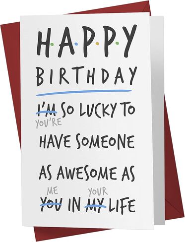 Karto - Funny Birthday Card for Men Women, Large 5.5 x 8.5 Happy Birthday Card for Husband Wife, Birthday Card for Boyfriend Girlfriend - Happy Lucky in Saudi Arabia