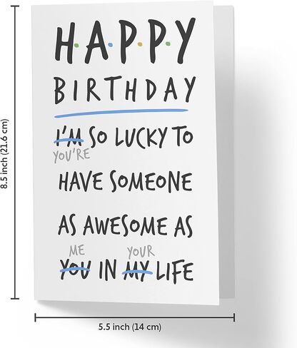 Karto - Funny Birthday Card for Men Women, Large 5.5 x 8.5 Happy Birthday Card for Husband Wife, Birthday Card for Boyfriend Girlfriend - Happy Lucky in Saudi Arabia