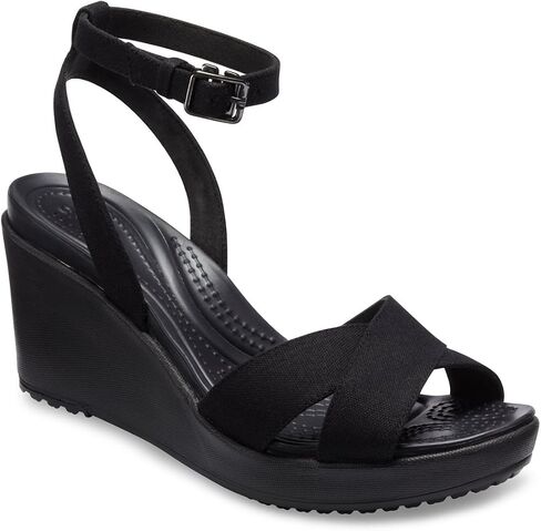 صندل نسائي من Crocs Leigh II بحزام متقاطع للكاحل، أسود، رقمي_4 in Saudi Arabia