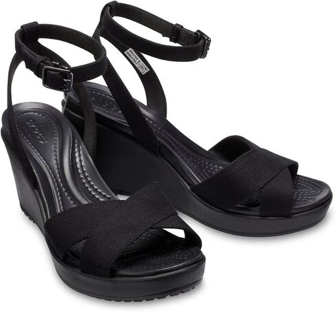 صندل نسائي من Crocs Leigh II بحزام متقاطع للكاحل، أسود، رقمي_4 in Saudi Arabia