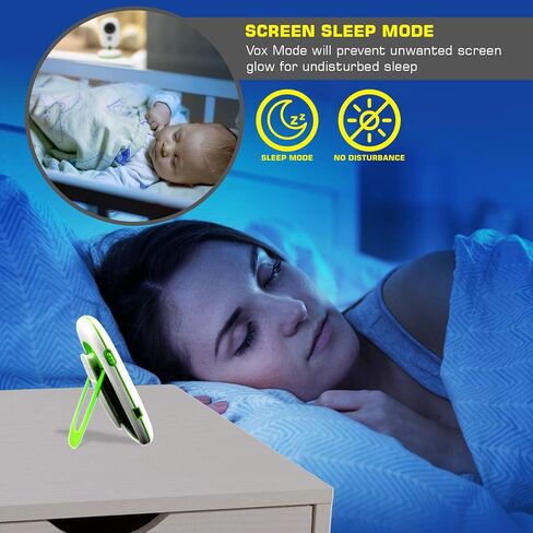 SereneLife USA Video Baby Monitor - Upgraded 850’ Wireless Long Range Camera, Night Vision, Temperature Monitoring and Portable 2" Color Screen with Clip - SLBCAM10.5, Green in Saudi Arabia