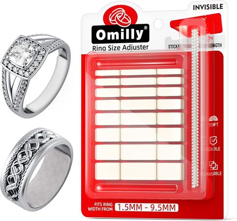Omilly Ring Size Adjuster for Loose Rings, 144 Pack 16 Sizes 6 Sheets Ring Guards, Invisible Ring Fitter, EVA Ring Tightener Set for Different Band Widths for Women and Men in Kuwait