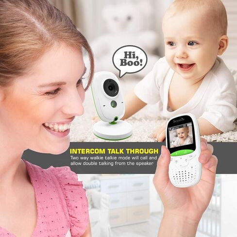 SereneLife USA Video Baby Monitor - Upgraded 850’ Wireless Long Range Camera, Night Vision, Temperature Monitoring and Portable 2" Color Screen with Clip - SLBCAM10.5, Green in Saudi Arabia