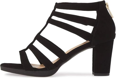 FSJ Women Chunky Mid High Heel Sandals Open Toe T-Strap Pumps Cutout Dress Party Prom Office Strappy Shoes Elastic Back Zipper Size 4-15 US in Kuwait