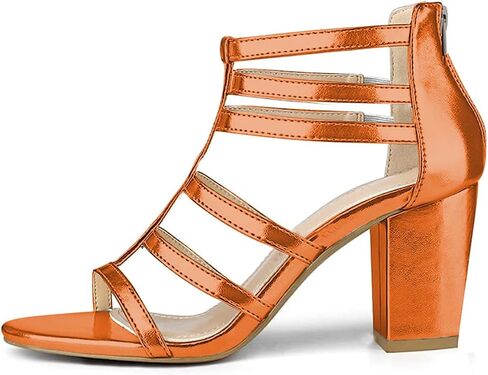 FSJ Women Chunky Mid High Heel Sandals Open Toe T-Strap Pumps Cutout Dress Party Prom Office Strappy Shoes Elastic Back Zipper Size 4-15 US in Kuwait